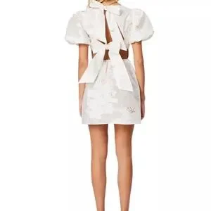Elliatt Women's Octavia Bow Back Mini Dress - White - Size S - Ivory/Gold